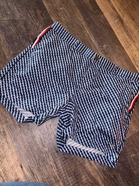Tommy Hilfiger Navy & White Geometric Flat Front Shorts